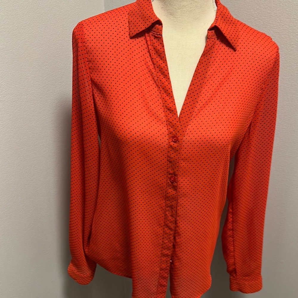 Reddish Orange Polka Dot Women's Top